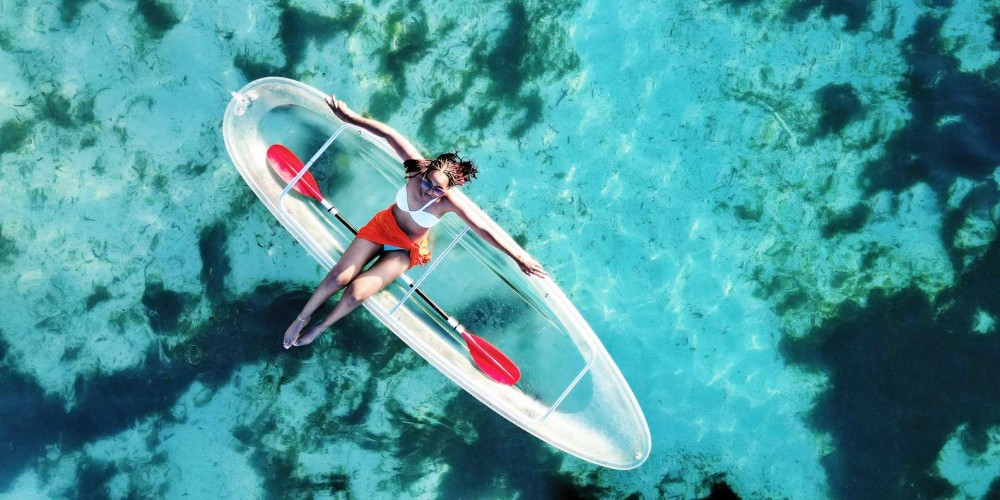 Zanzibar: Transparent Kayak and Drone with Pickup Included | ®ExcursionMania