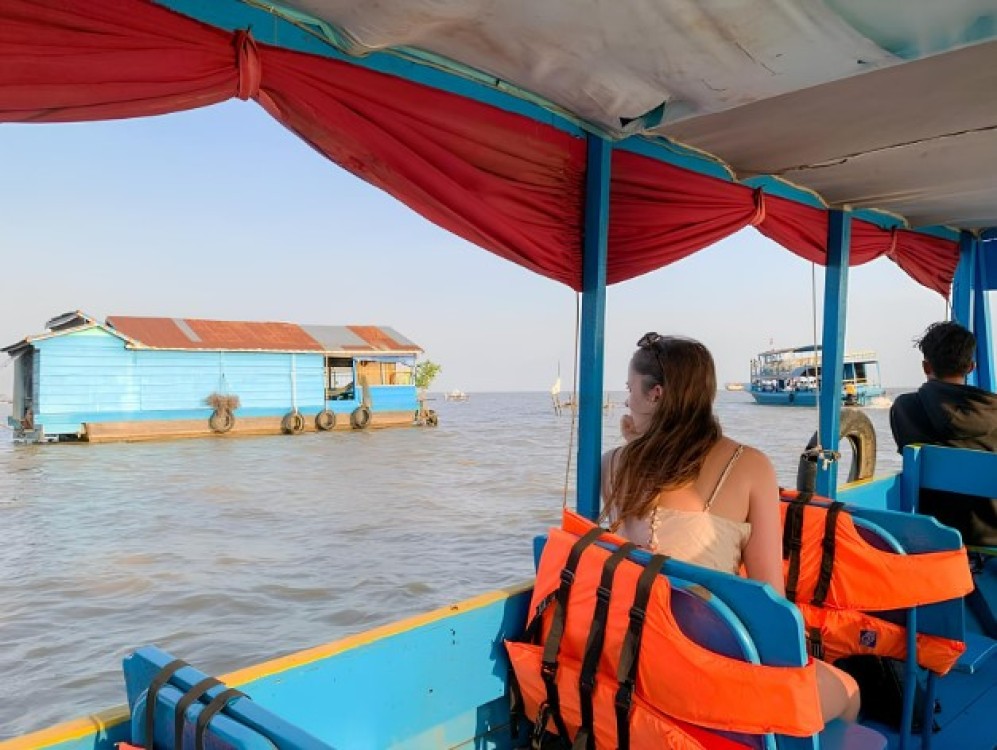 Siem Reap: Floating Village Sunset Boat Guided Vespa Tour | ®ExcursionMania