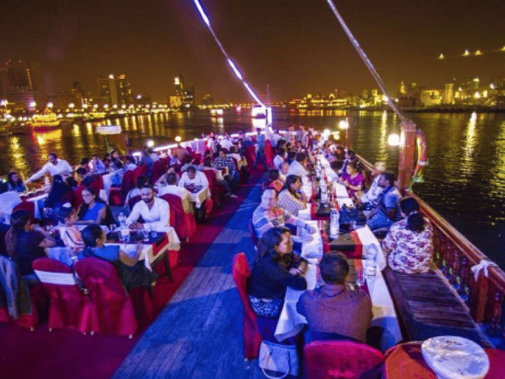 Dubai: Dhow Cruise Dinner at Creek, Marina with Upper deck | ®ExcursionMania